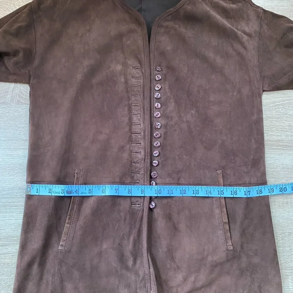 Vintage Uterque Long Suede Jacket Brown